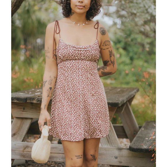 Free People Kai Mini Dress Print Tie Strap Low Back Sundress Summer Sun Backless - Picture 1 of 12
